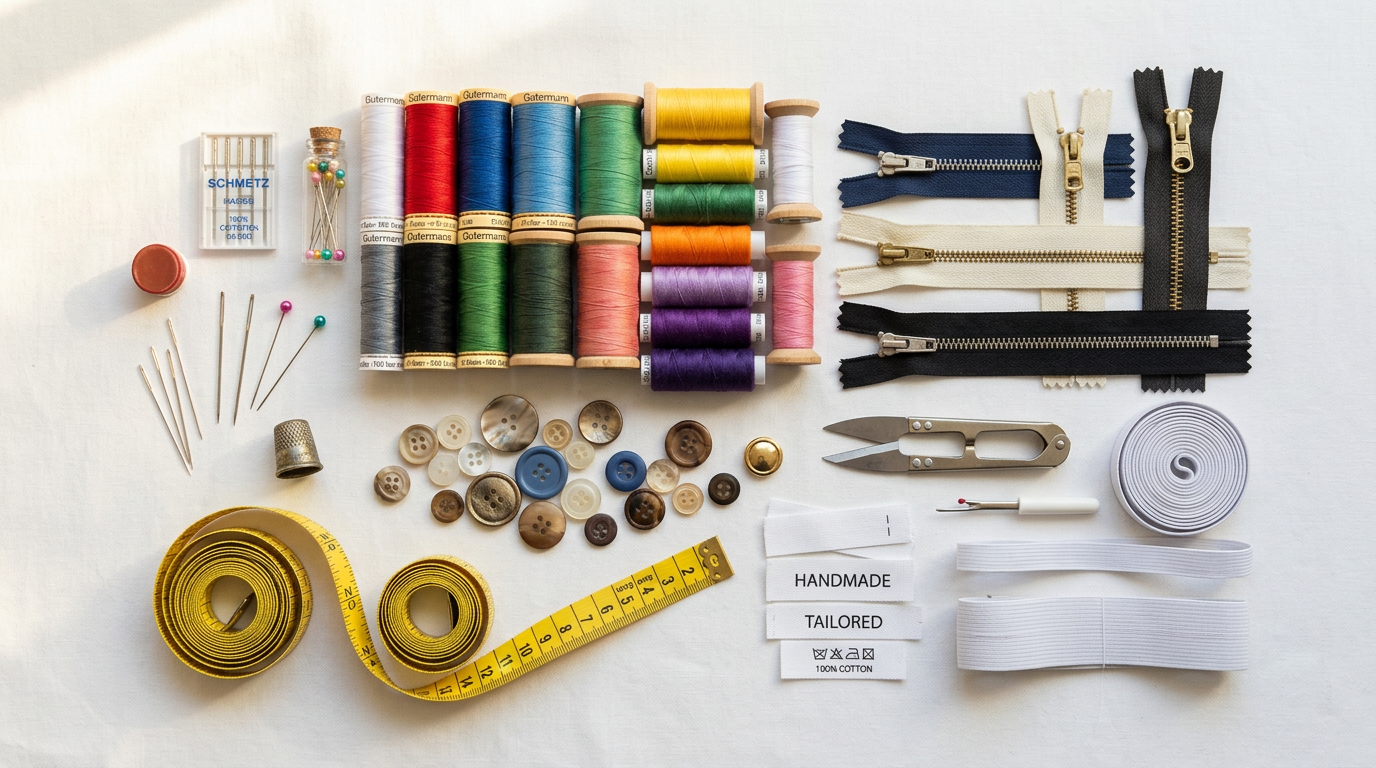 Accesorios de costura: hilos, botones, cierres y complementos textiles